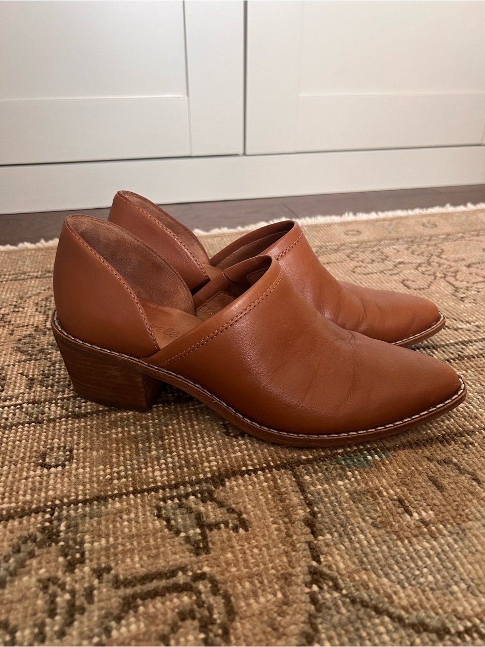 Madewell Brady Tan Leather Cutout Mule Heels